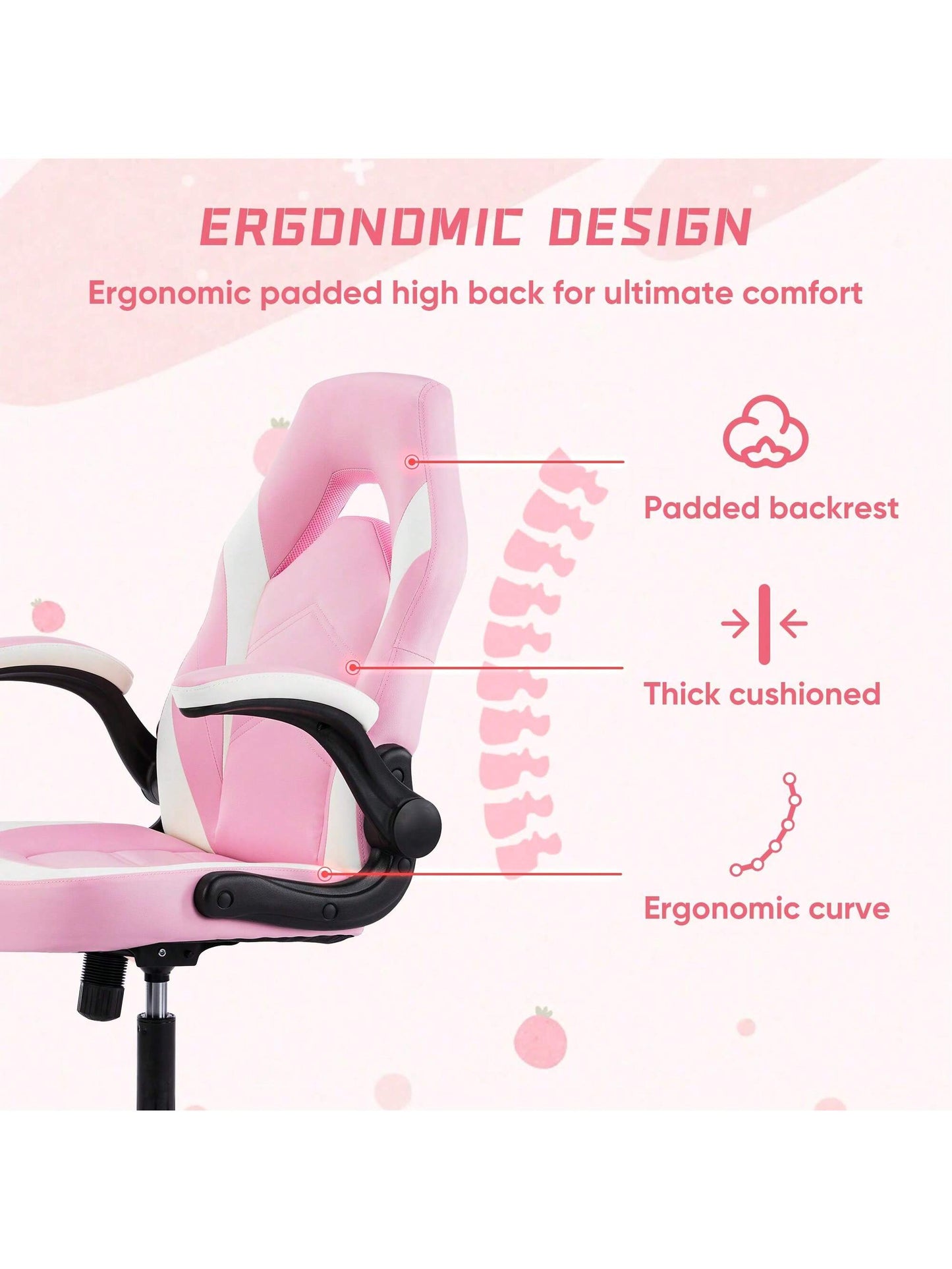 Sweetcrispy Big And Tall Office Desk Leather Gaming Computer Chair With Adjustable Swivel Task And Flip-Up Arms For Adults