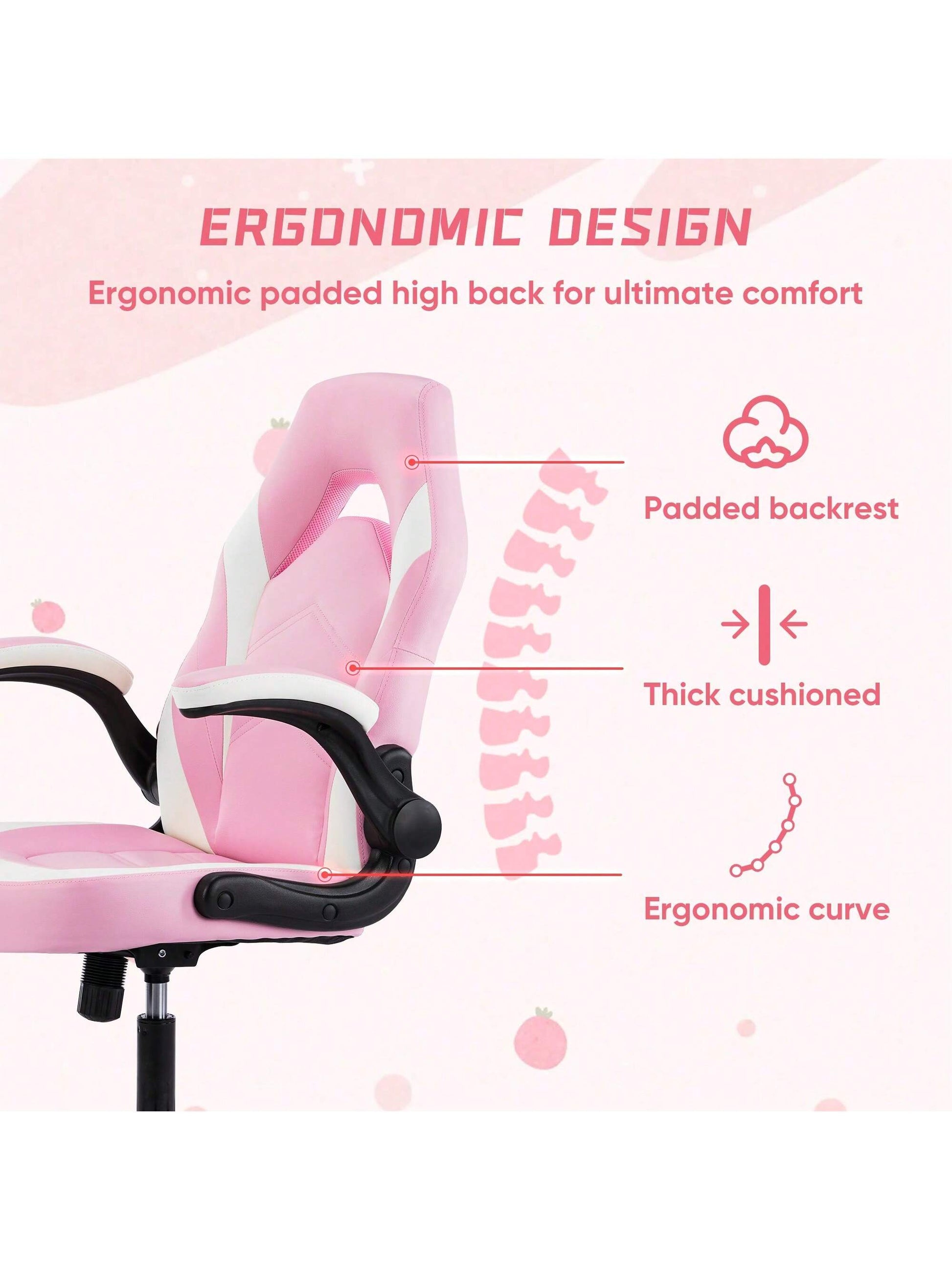 Sweetcrispy Big And Tall Office Desk Leather Gaming Computer Chair With Adjustable Swivel Task And Flip-Up Arms For Adults