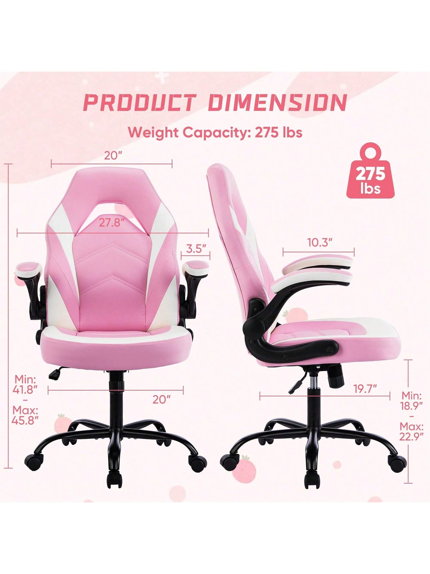 Sweetcrispy Big And Tall Office Desk Leather Gaming Computer Chair With Adjustable Swivel Task And Flip-Up Arms For Adults