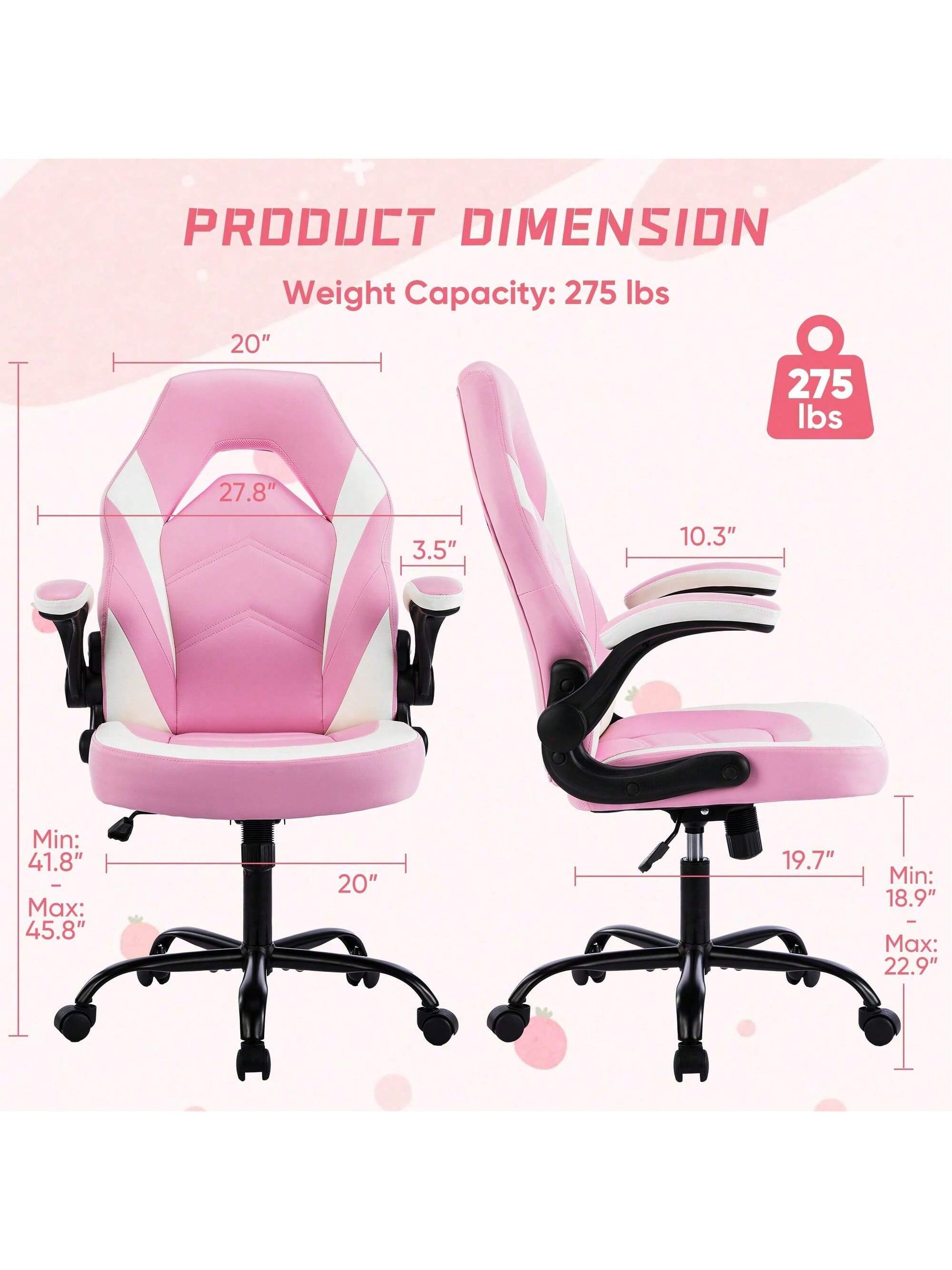 Sweetcrispy Big And Tall Office Desk Leather Gaming Computer Chair With Adjustable Swivel Task And Flip-Up Arms For Adults