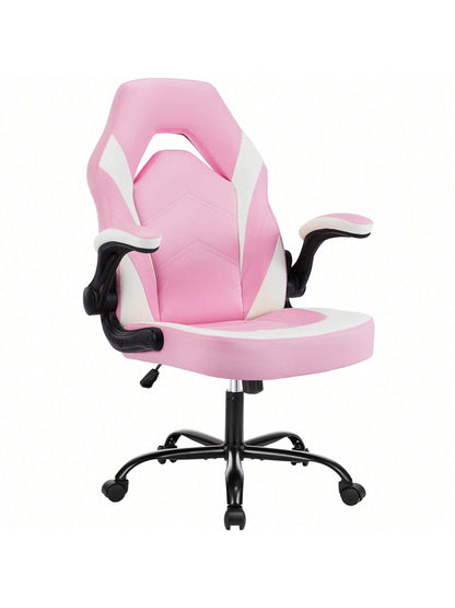Sweetcrispy Big And Tall Office Desk Leather Gaming Computer Chair With Adjustable Swivel Task And Flip-Up Arms For Adults