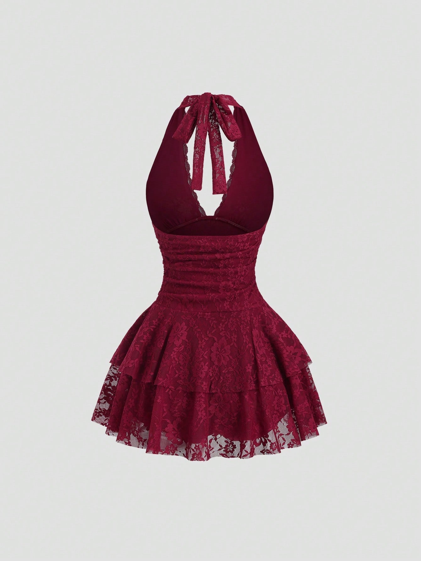 Sweetra Petite Women's Red Sleeveless V-Neck Lace Patchwork Sexy Mini Dress Bachlorette Party Dress Red Lace Dress,Petite Women