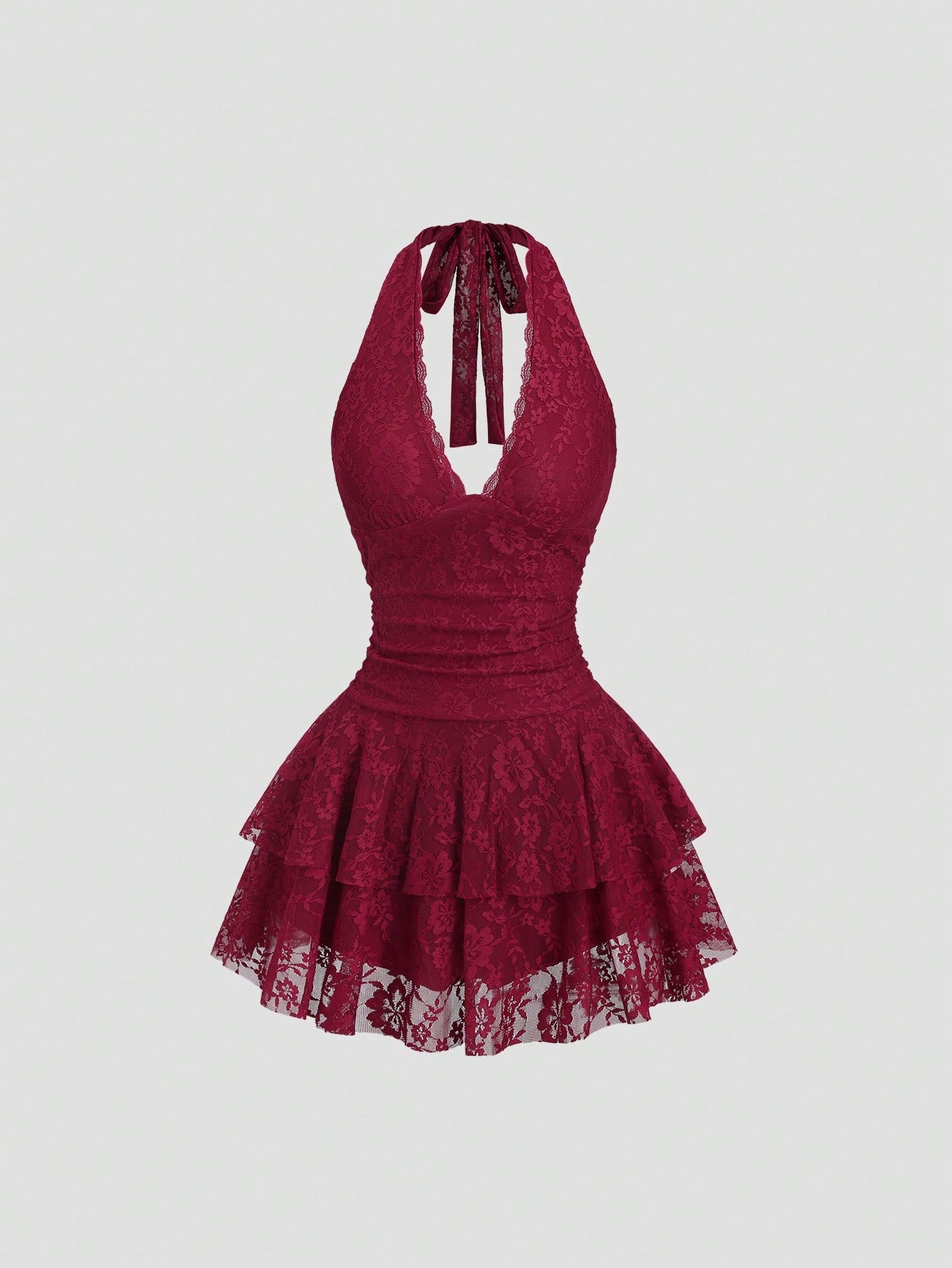 Sweetra Petite Women's Red Sleeveless V-Neck Lace Patchwork Sexy Mini Dress Bachlorette Party Dress Red Lace Dress,Petite Women