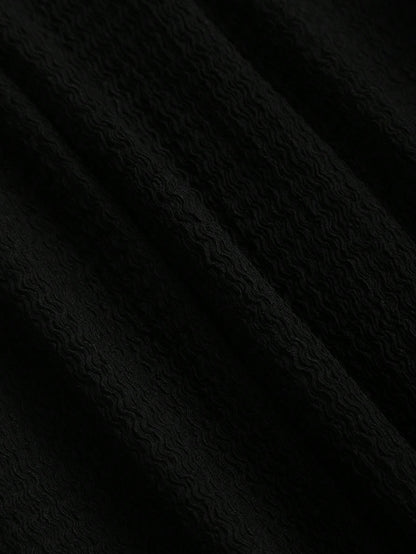 Sweetra Solid Color Ruched Fitted Knit Maxi Dress, European And American Style Everyday Black Summer Elegant