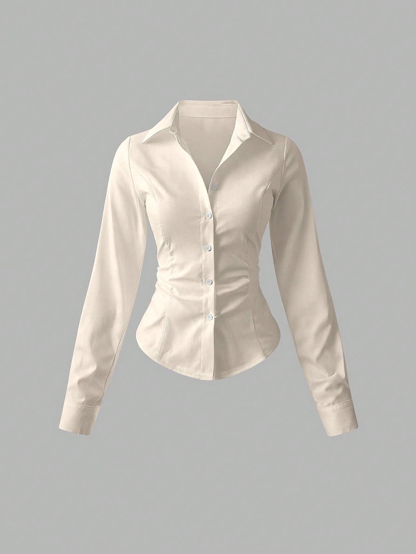 Sweetra Women's Casual Versatile Commuter Solid Color Waist Shirt
