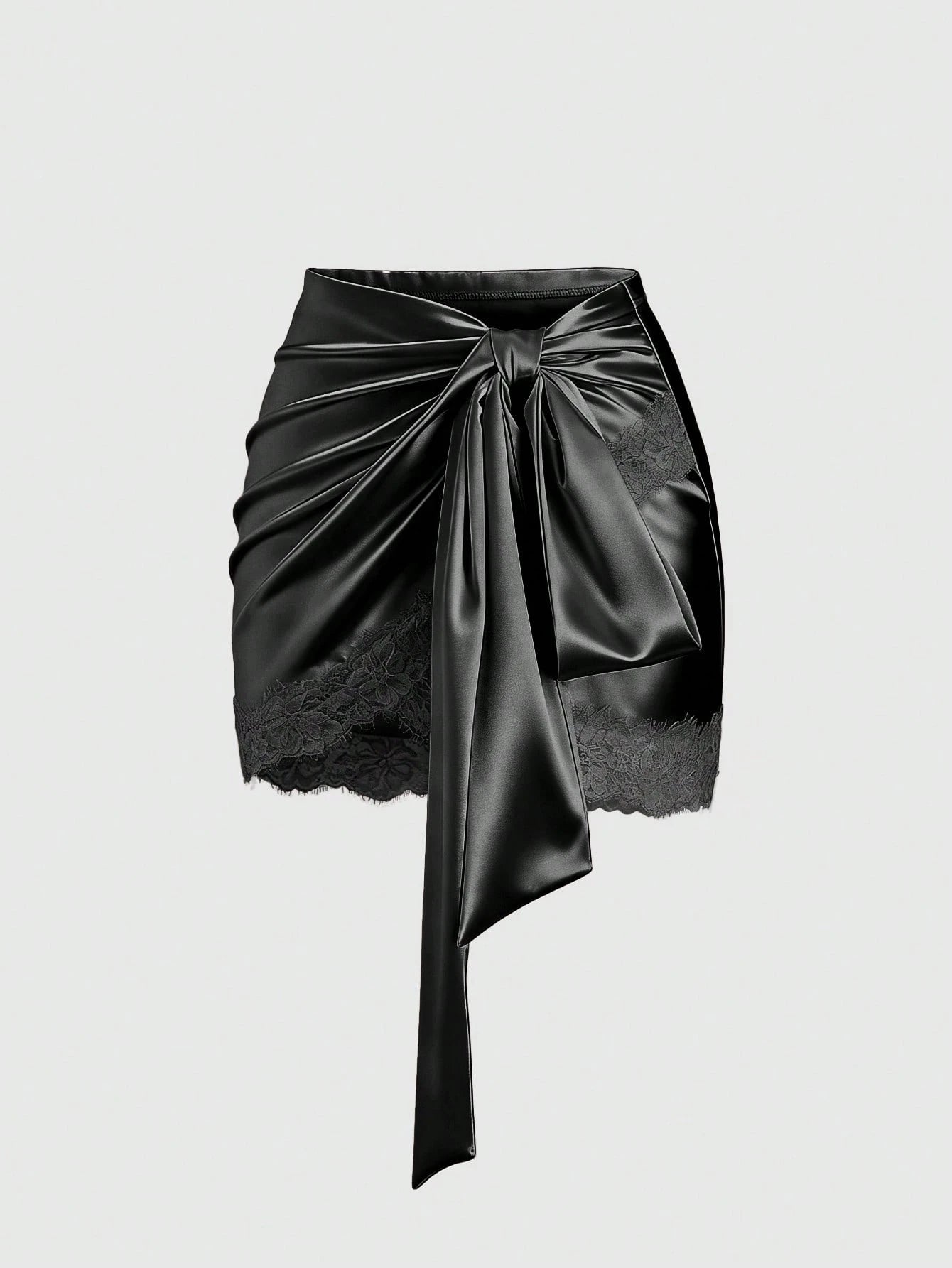 Sweetra Y2K Sexy Asymmetrical Hem Lace Trim Skirt, Suitable For Vacation And Commute