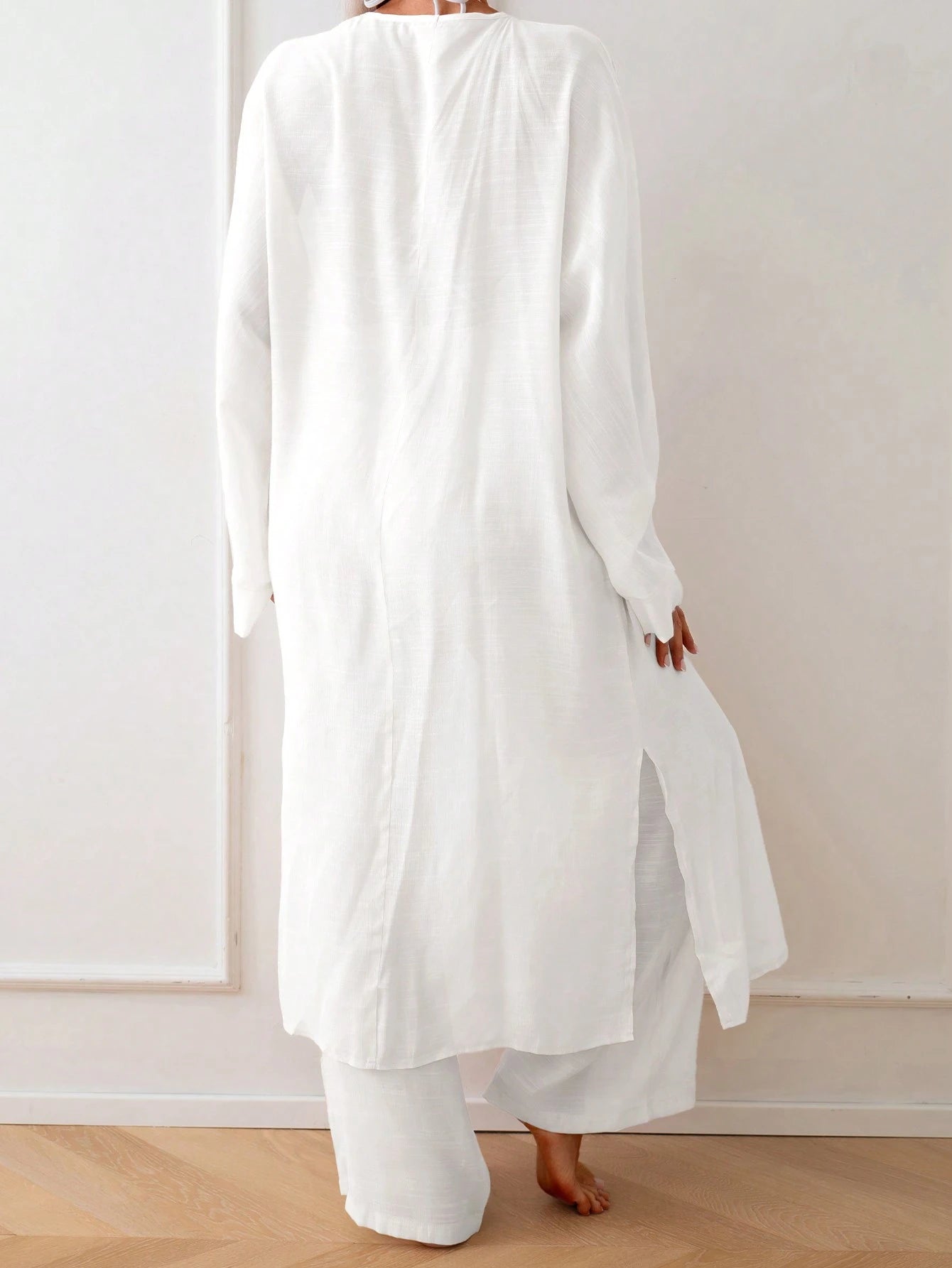 Swim Chiccia Summer Women's Solid Color Side Slit Long Kimono Cover Up