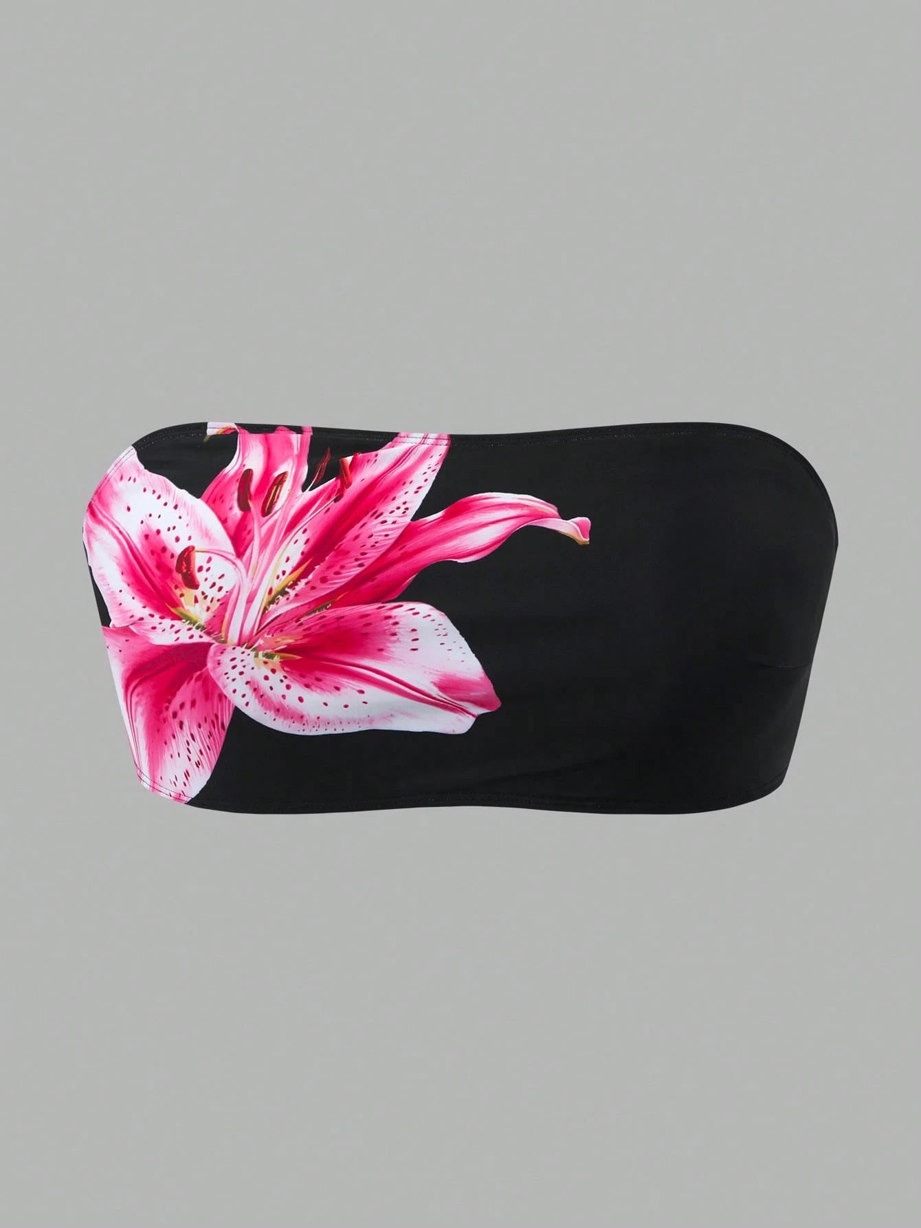 Swim Curve Plus Size Floral Print Bandeau Swimsuit Top 3pcs Set