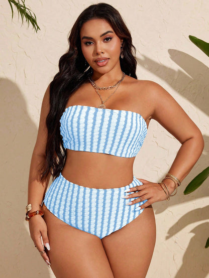 Swim Curve Plus Size Women Simple Daily Summer Swimwear Set