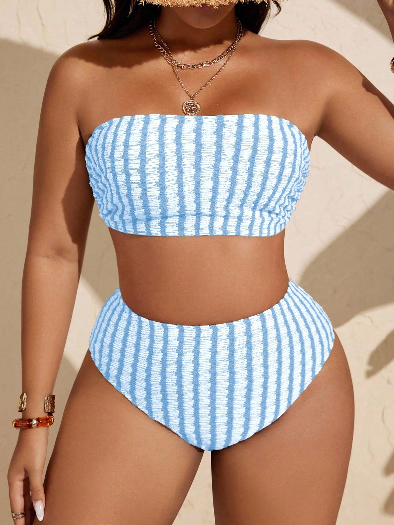 Swim Curve Plus Size Women Simple Daily Summer Swimwear Set