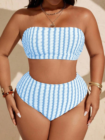 Swim Curve Plus Size Women Simple Daily Summer Swimwear Set