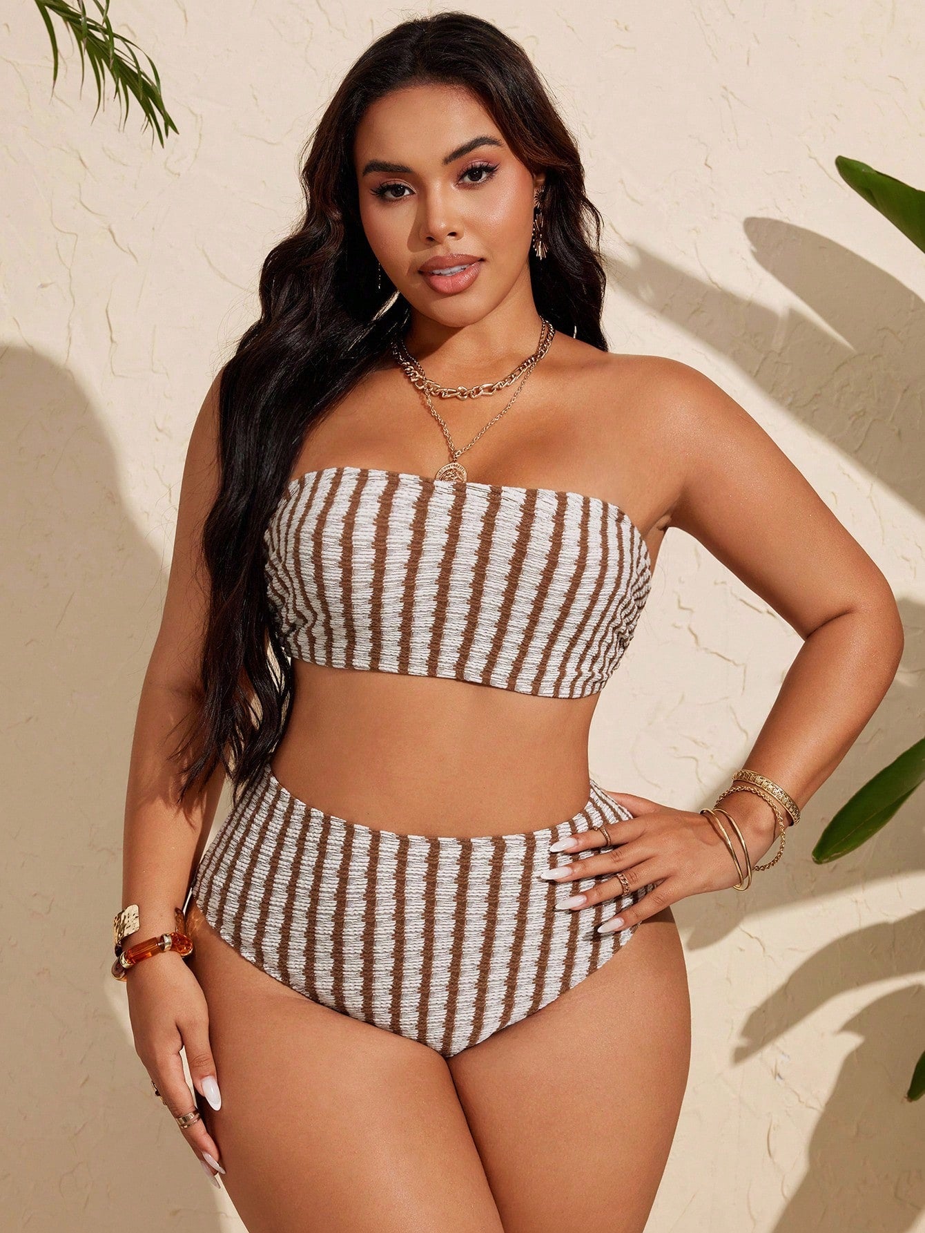 Swim Curve Plus Size Women Simple Daily Summer Swimwear Set