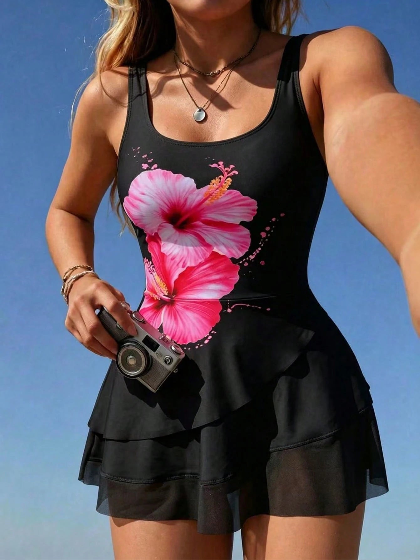 Swim Lushoire 2pcs/Set Women's Floral Print Bikini Swimsuit