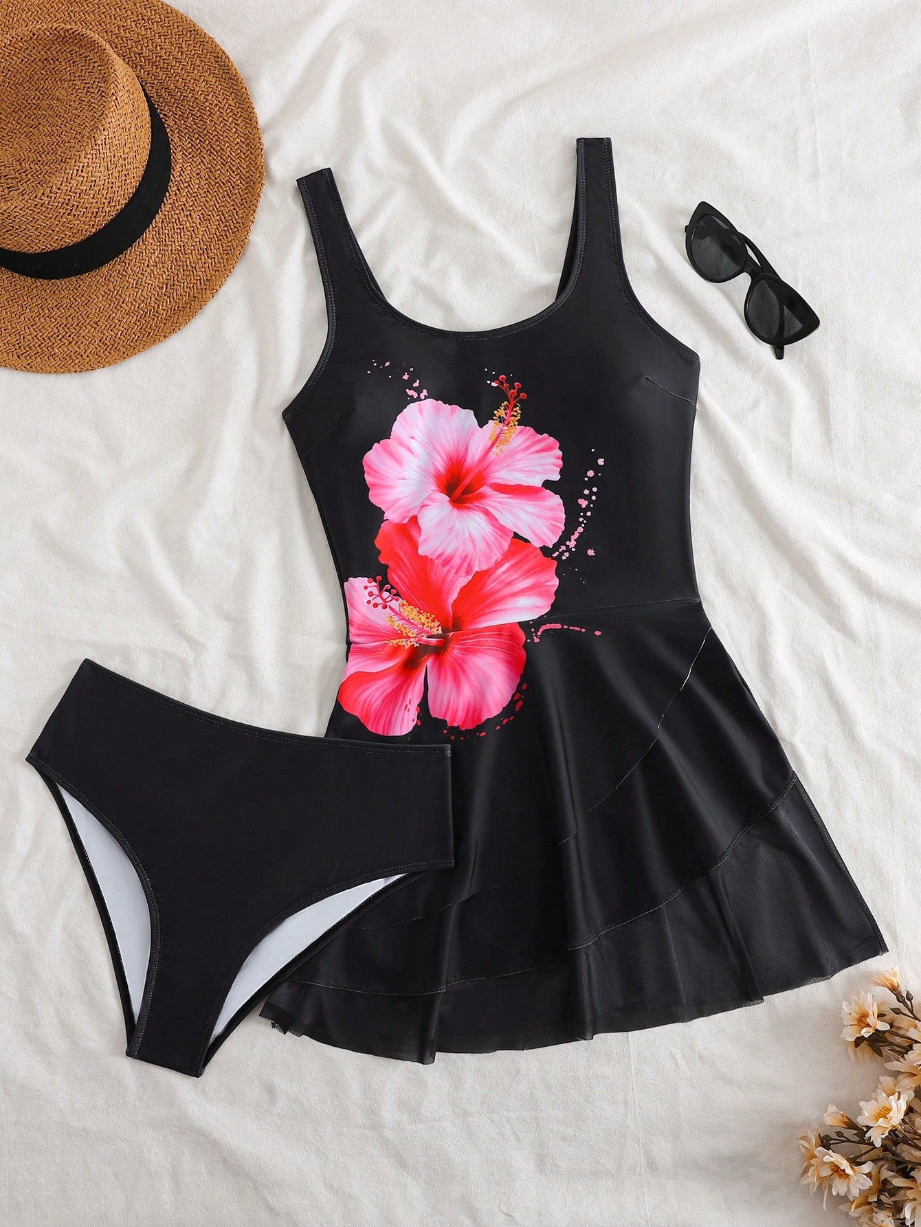Swim Lushoire 2pcs/Set Women's Floral Print Bikini Swimsuit