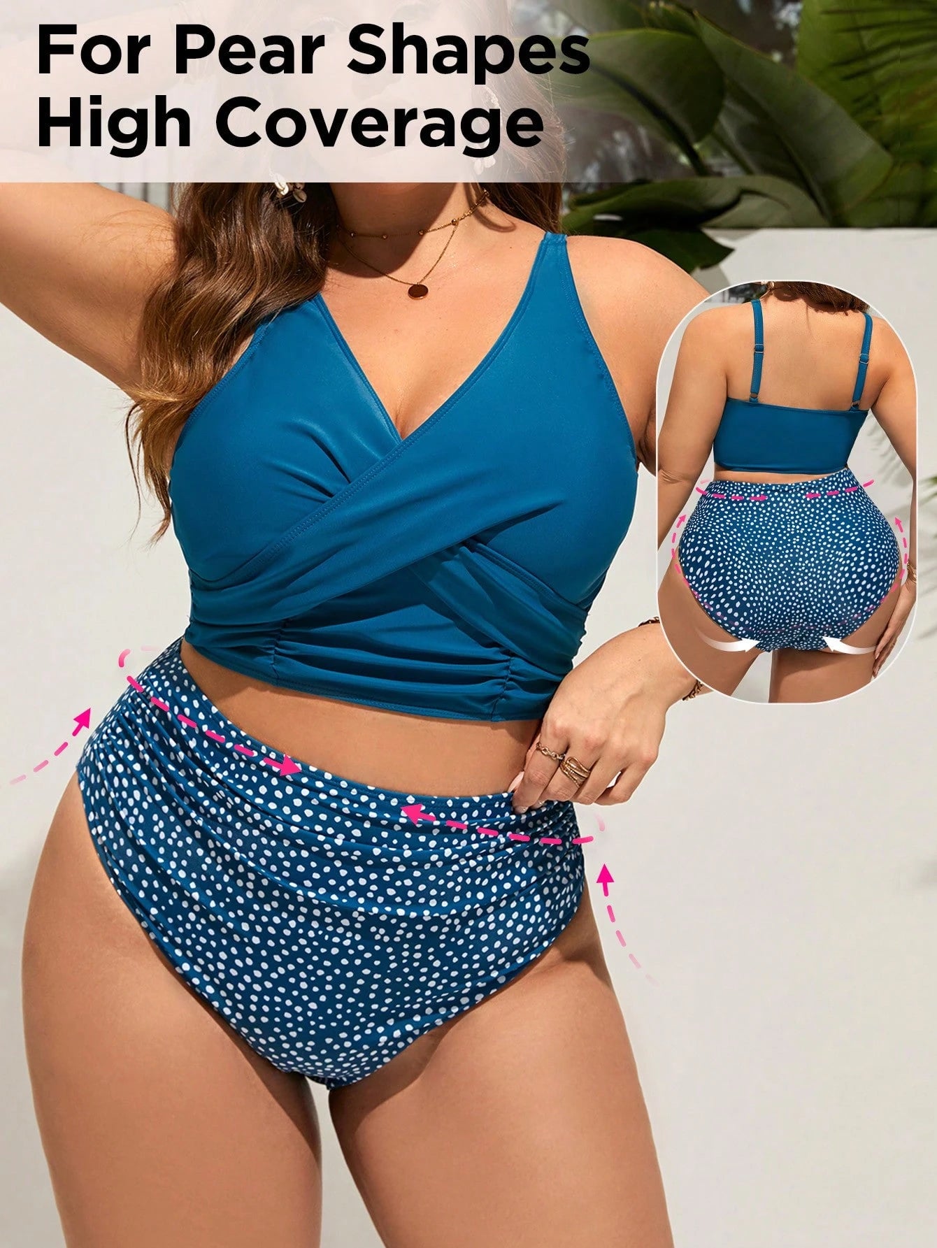 Swim Lushoire Plus Size Criss-Cross Wrap Summer Bikini, Fashionable Beach Swimwear