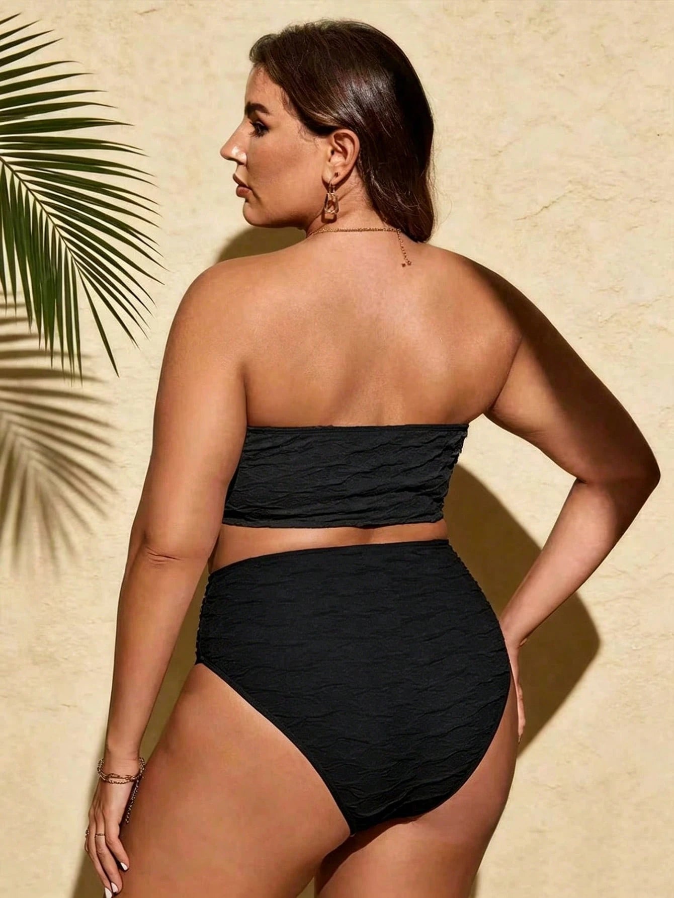 Swim Lushoire Plus Size Women 2-Piece Solid Color White Special Fabric Rose Detachable Adjustable Thick Shoulder Strap 2026 Hot High Waist Triangle Bikini Tie String Separate Swimsuit Set