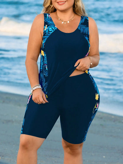 Swim Lushoire Plus Size Women 2 Pieces Swimwear, Tummy Control Crop Top Bikini Set, Casual Elegant For Sports, Beach, Pool For Summer Beach Vacation