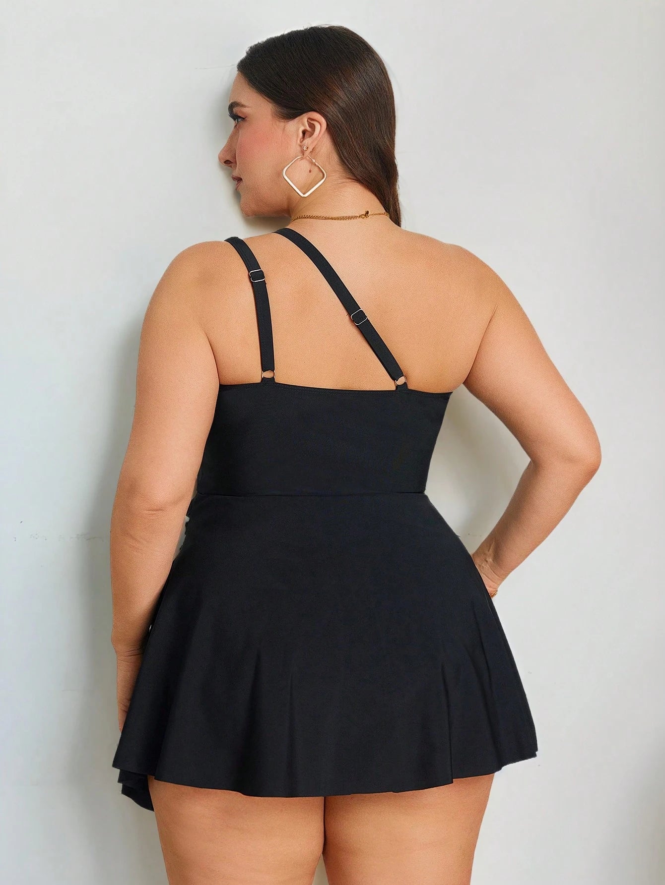 Swim Lushoire Plus Size Women One-Piece Casual Swimsuit With Strap Decor Summer