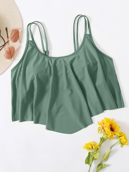 Swim Lushoire Summer Beach Plus Plain Hanky Hem Bikini Top