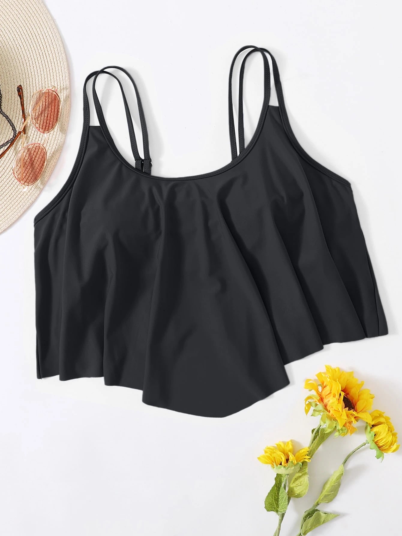 Swim Lushoire Summer Beach Plus Plain Hanky Hem Bikini Top
