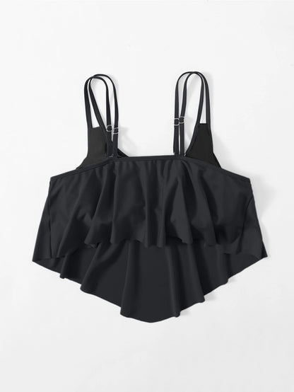 Swim Lushoire Summer Beach Plus Plain Hanky Hem Bikini Top