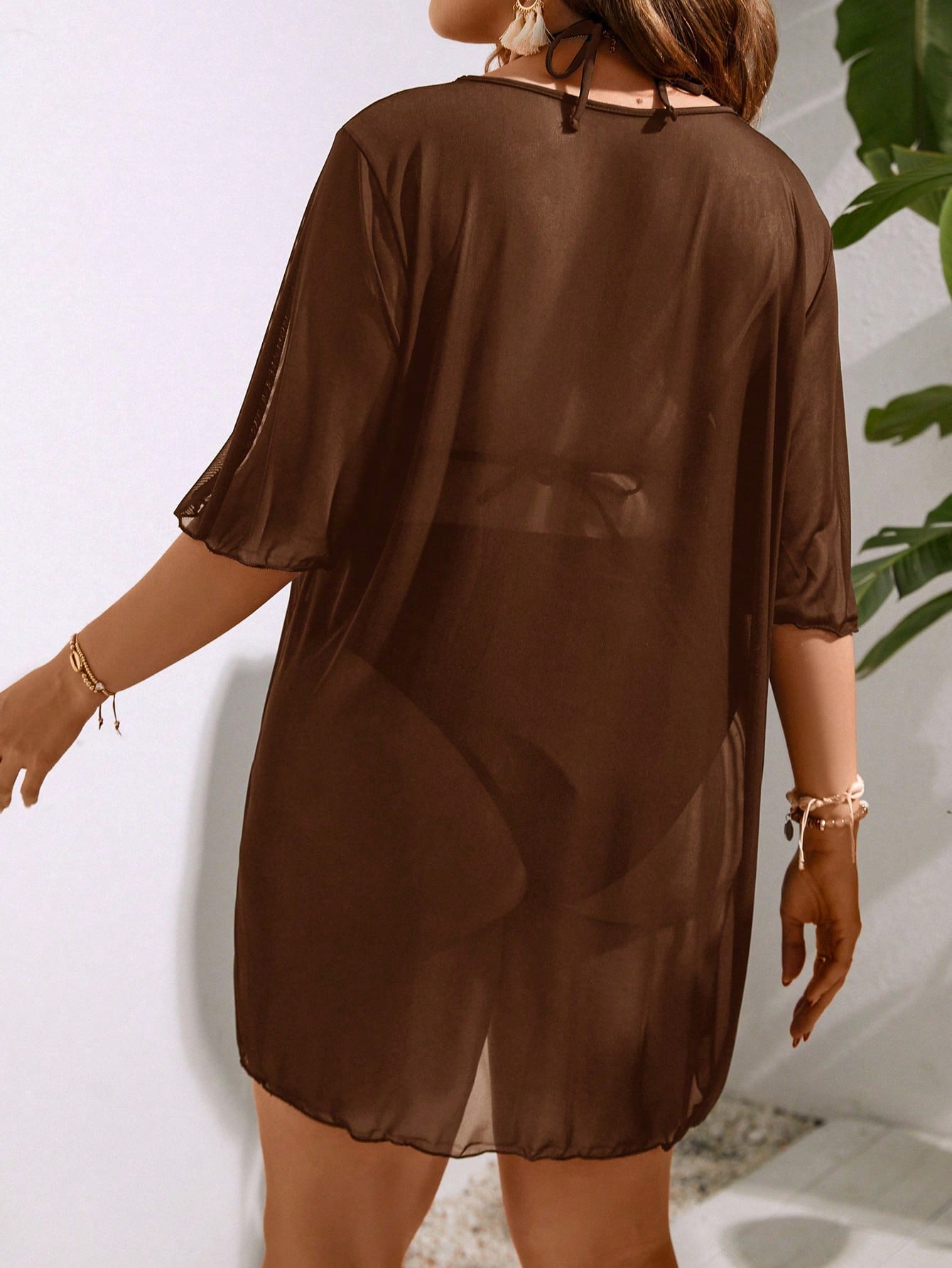 Swim Lushoire Summer Beach Plus Split Thigh Cover Up Dress Without Bikini