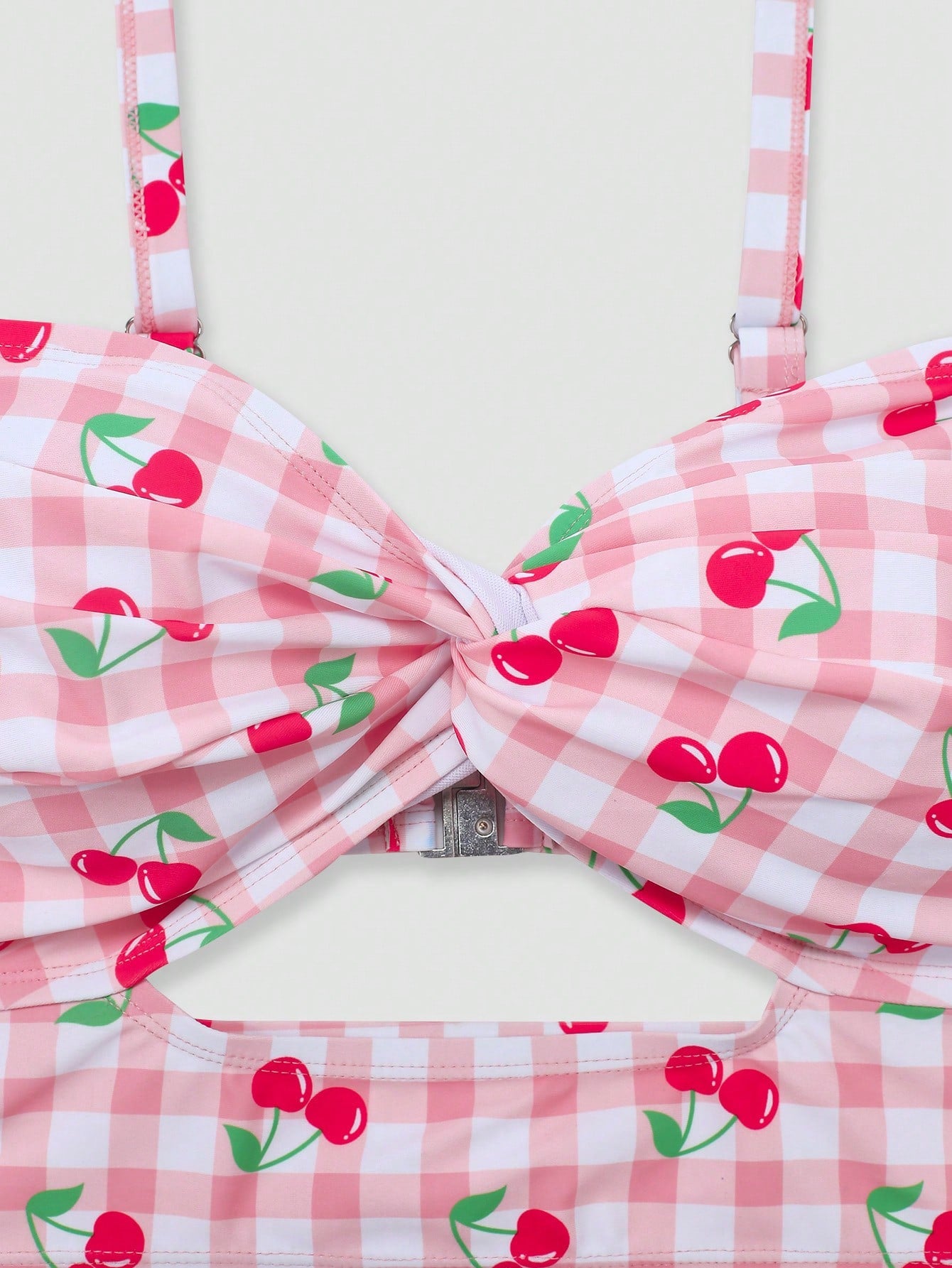 Swim Mod 2026 New Sweet Fruit Plaid Pink Plus Size Women's Bikini Set Beach Summer Flapper 1920s