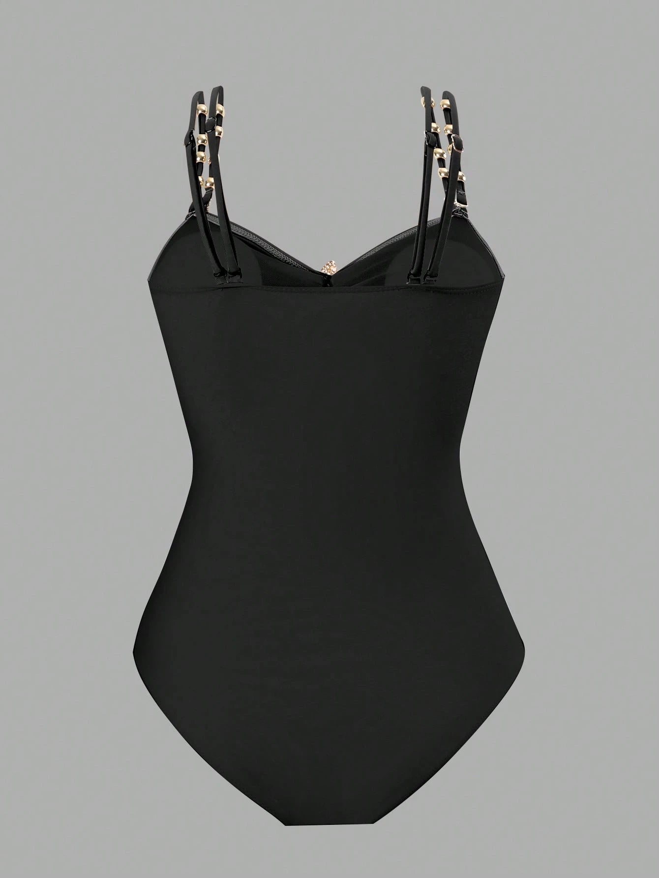 Swim Oasis 1pc Plus Size Women Metal Decor Minimalist One-Piece Swimwear, Summer Beach Holiday Outfit