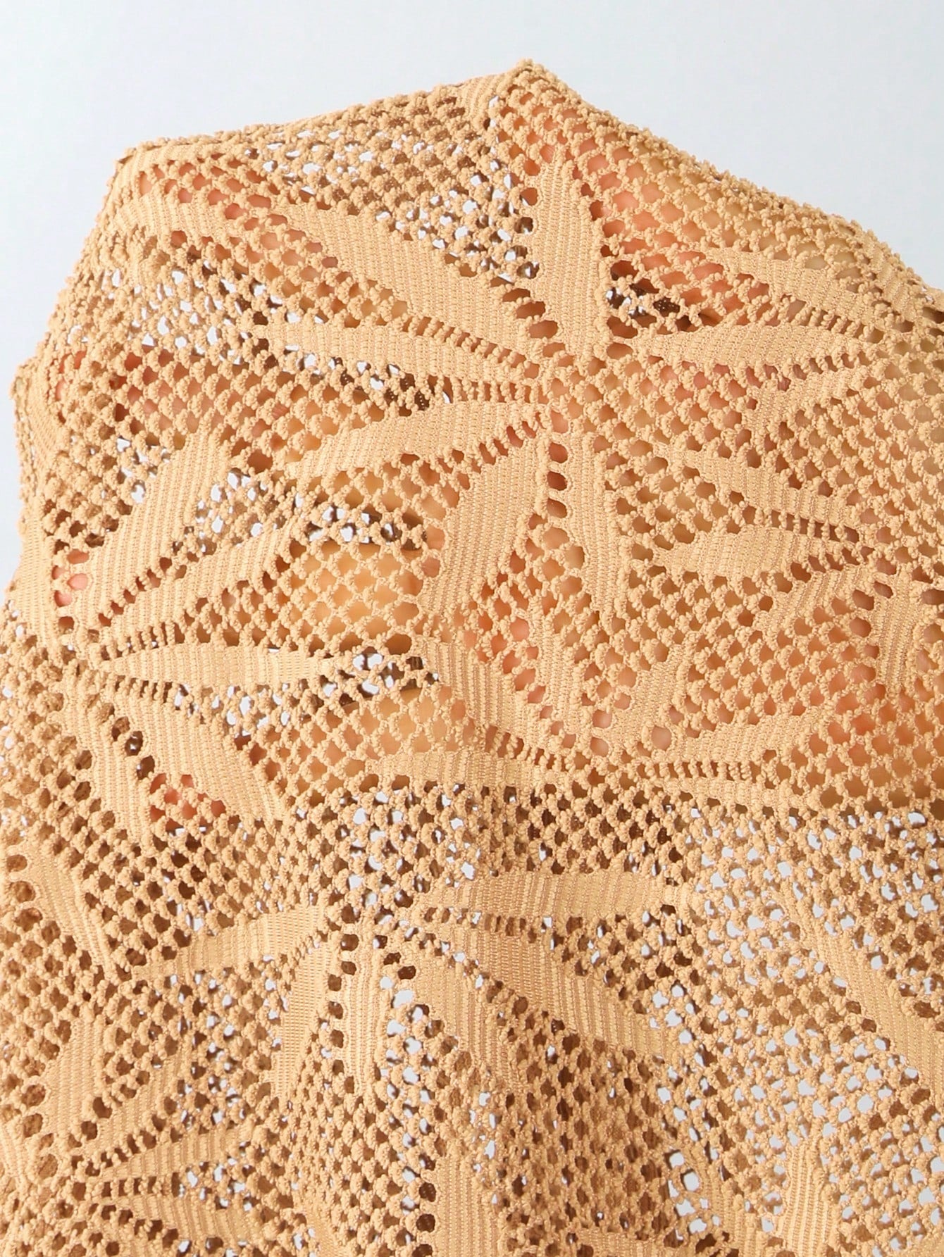 Swim Oasis Plus Size Women's One-Piece Swimsuit With Skirt,Khaki,Summer,Elegant,Beach,Holiday Special Fabric Mesh Rhinestone Supportive Straps Waist