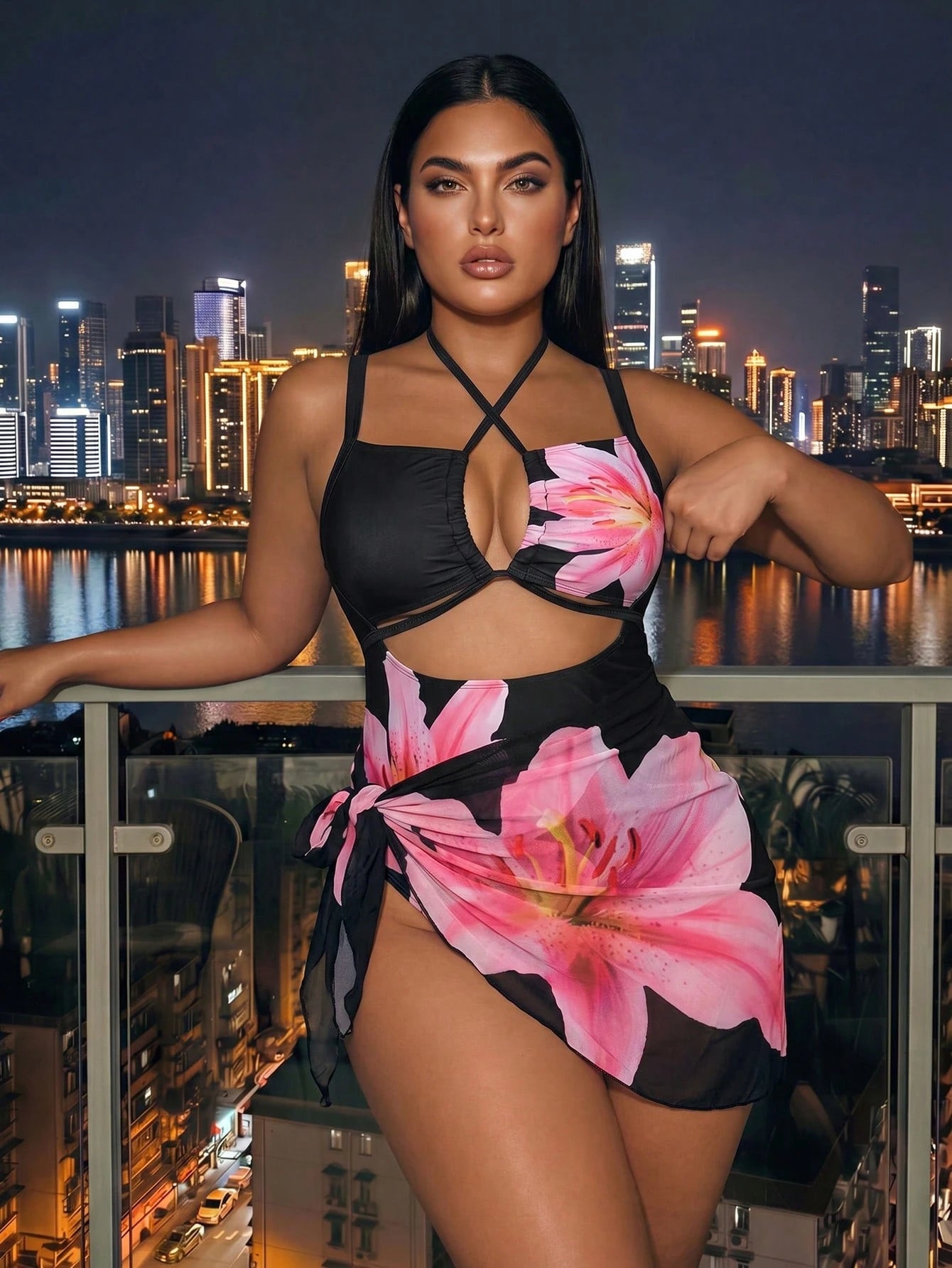 Swim SXY Plus Size Women 1-Piece Leopard Print Full Coverage Random Pattern Sexy Swimsuit