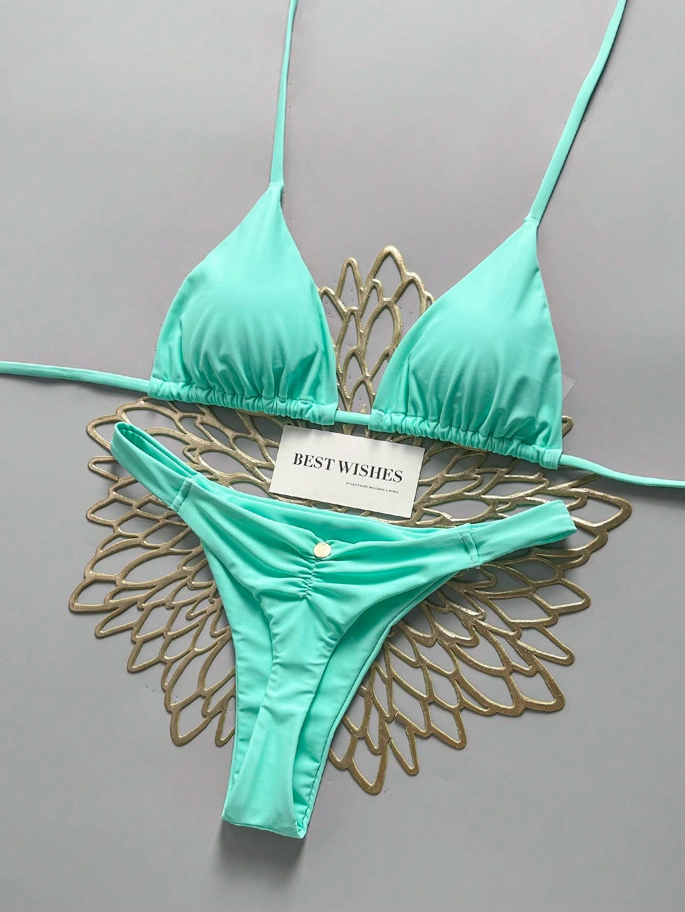 Swim Vcay Spring/Summer Beach Vacation Triangle Cup Halter Neck Two Pieces Swimsuit