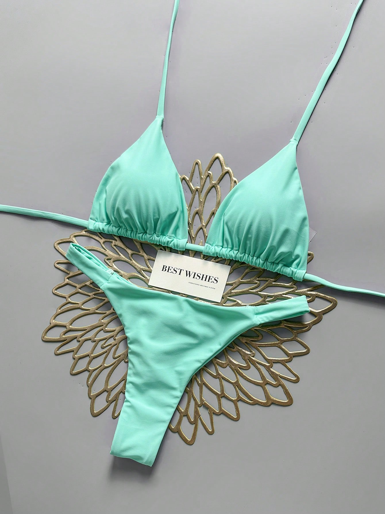 Swim Vcay Spring/Summer Beach Vacation Triangle Cup Halter Neck Two Pieces Swimsuit