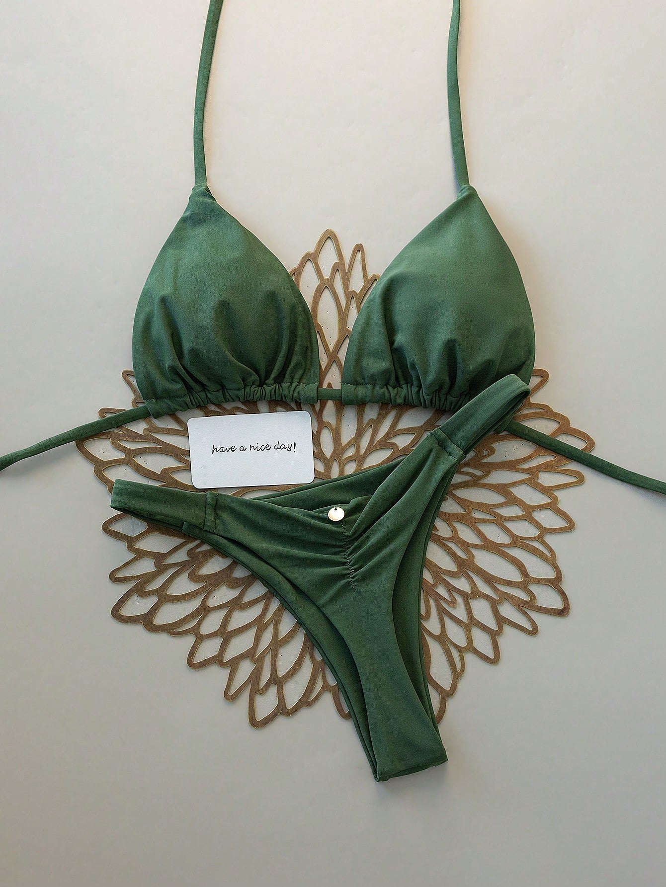 Swim Vcay Spring/Summer Beach Vacation Triangle Cup Halter Neck Two Pieces Swimsuit