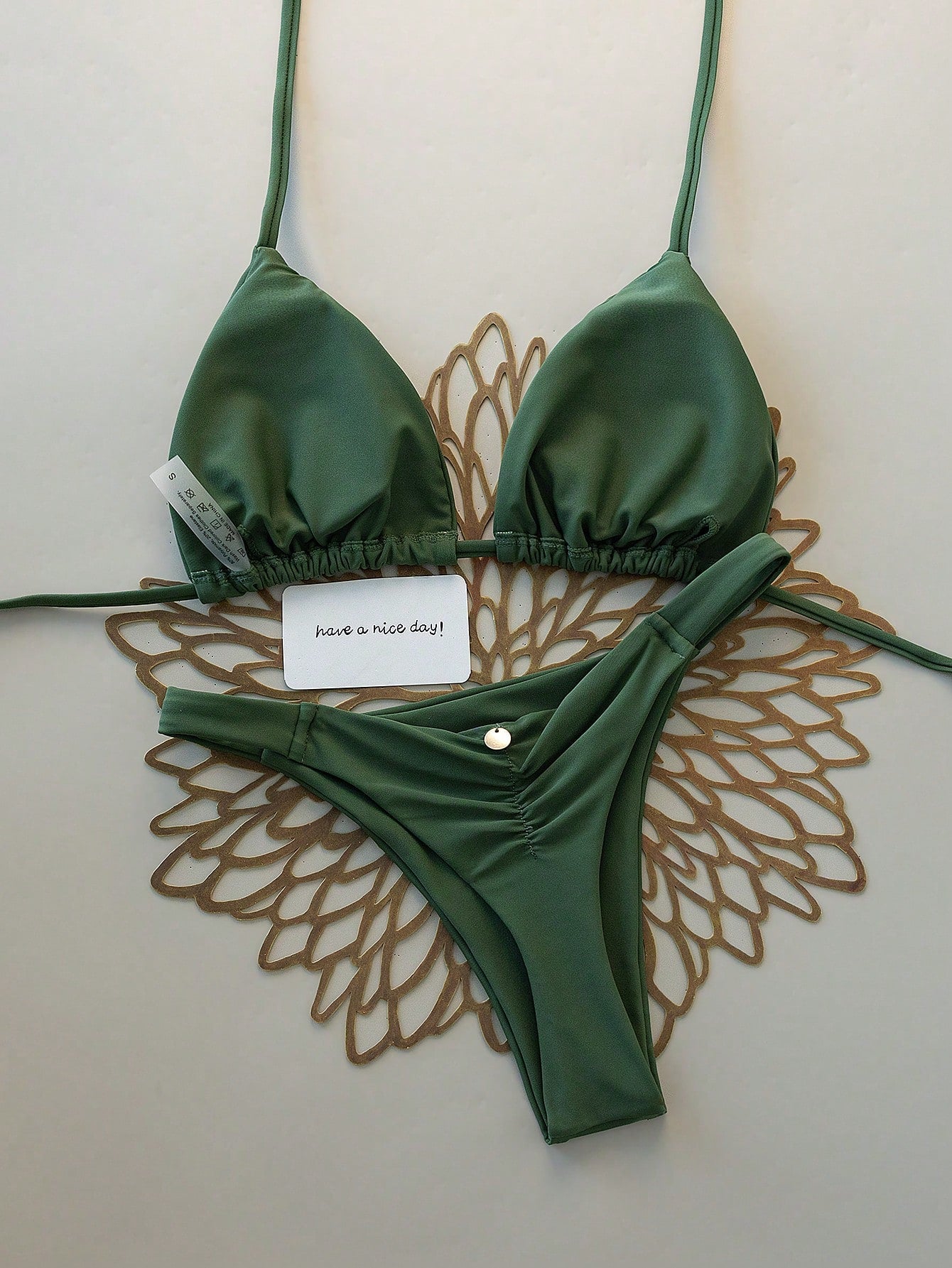 Swim Vcay Spring/Summer Beach Vacation Triangle Cup Halter Neck Two Pieces Swimsuit
