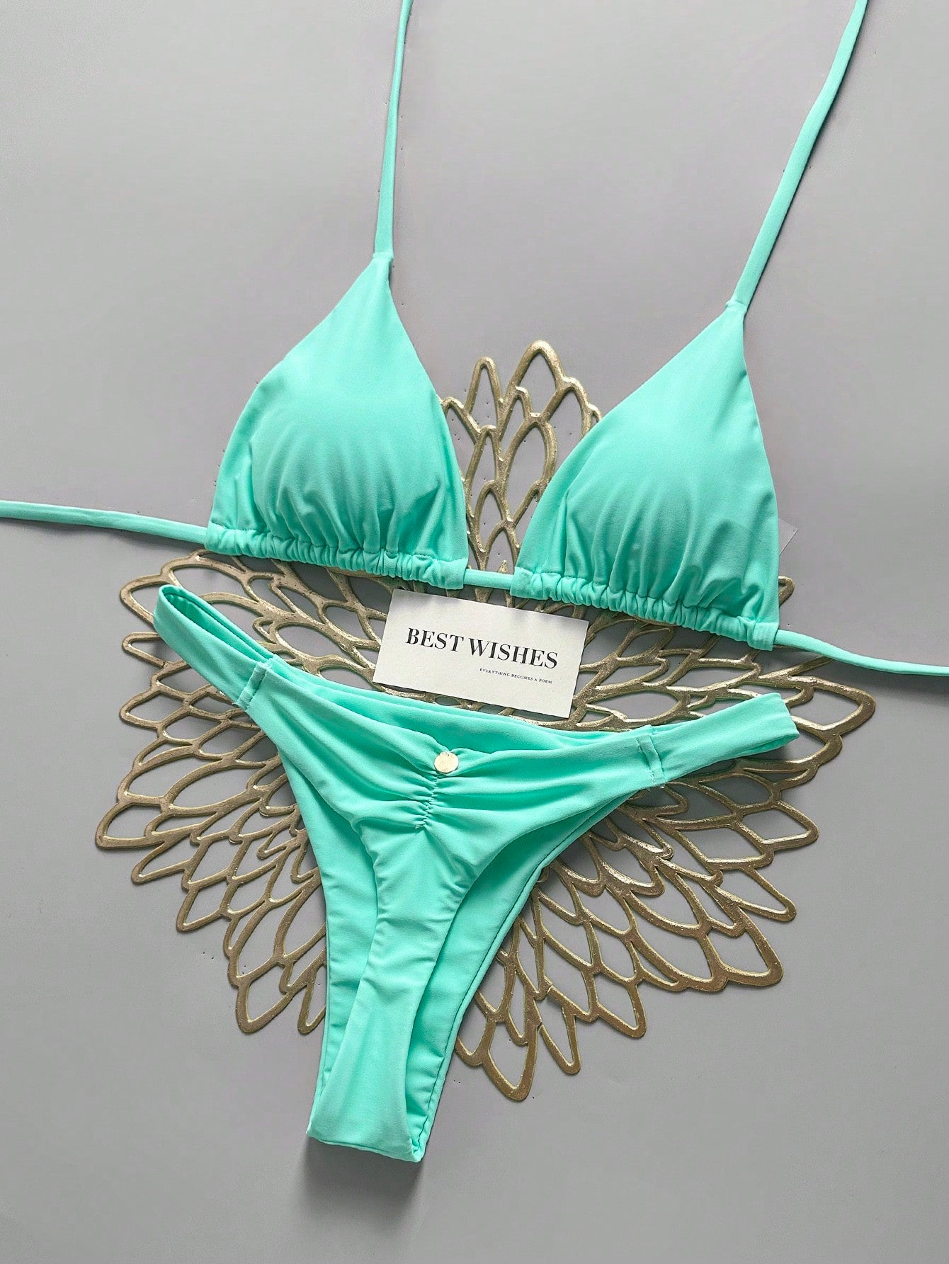 Swim Vcay Spring/Summer Beach Vacation Triangle Cup Halter Neck Two Pieces Swimsuit