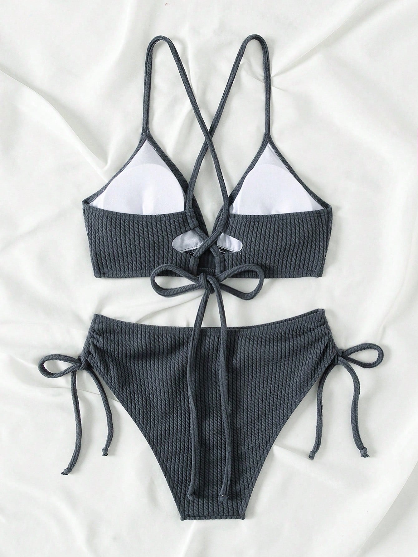 Swim Vcay Summer Beach Women's Texture Side Knot Separated Bikini Set