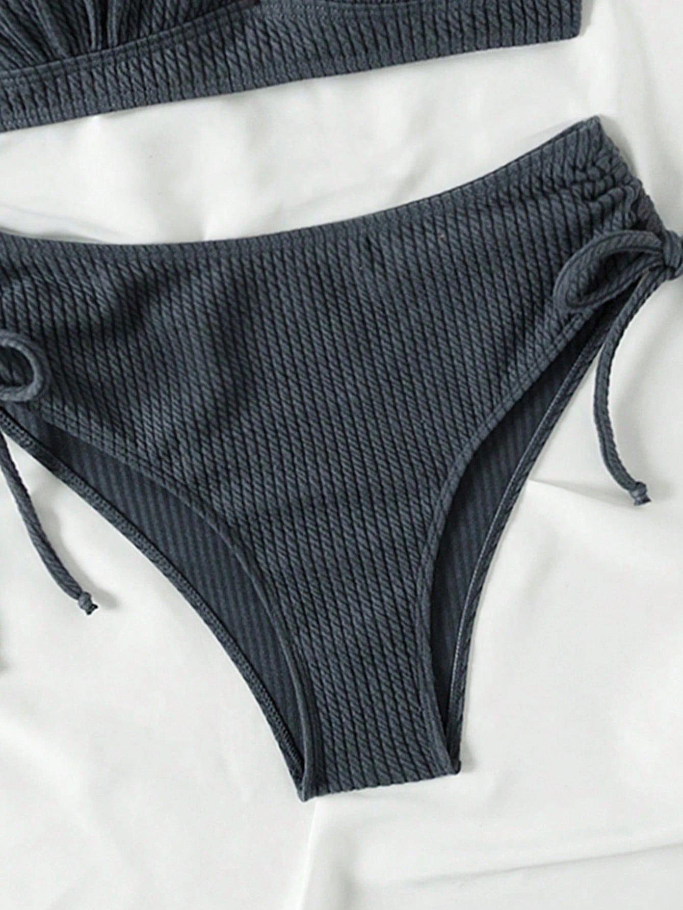 Swim Vcay Summer Beach Women's Texture Side Knot Separated Bikini Set