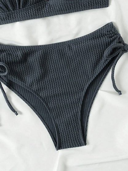 Swim Vcay Summer Beach Women's Texture Side Knot Separated Bikini Set