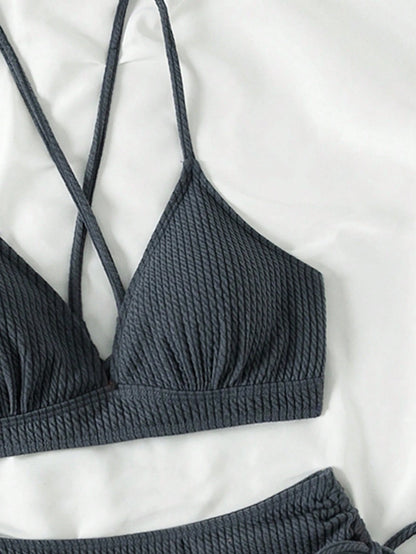 Swim Vcay Summer Beach Women's Texture Side Knot Separated Bikini Set