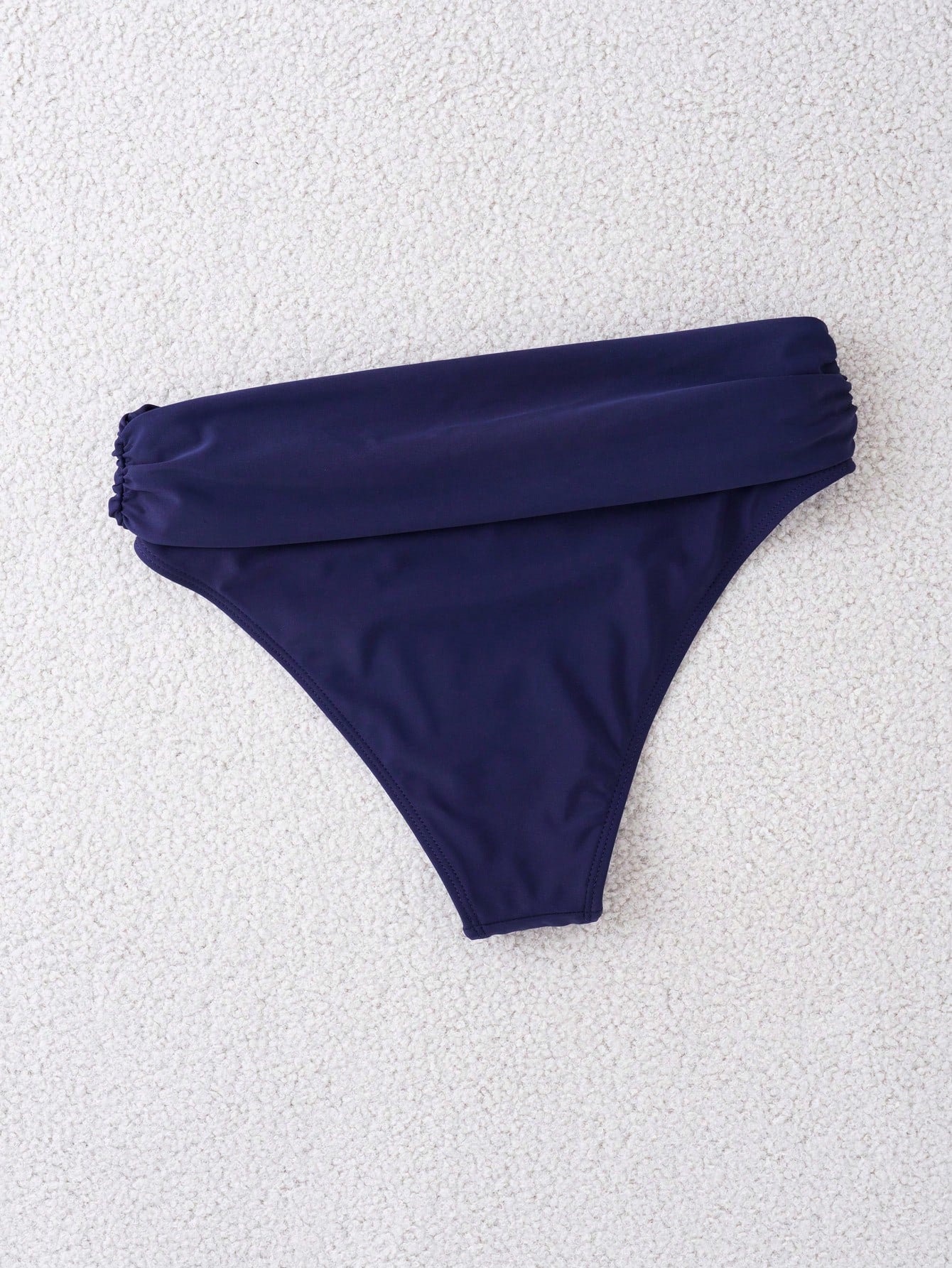 Swim Women's Solid Color Bikini Bottoms With Pleats, Summer Beachwear