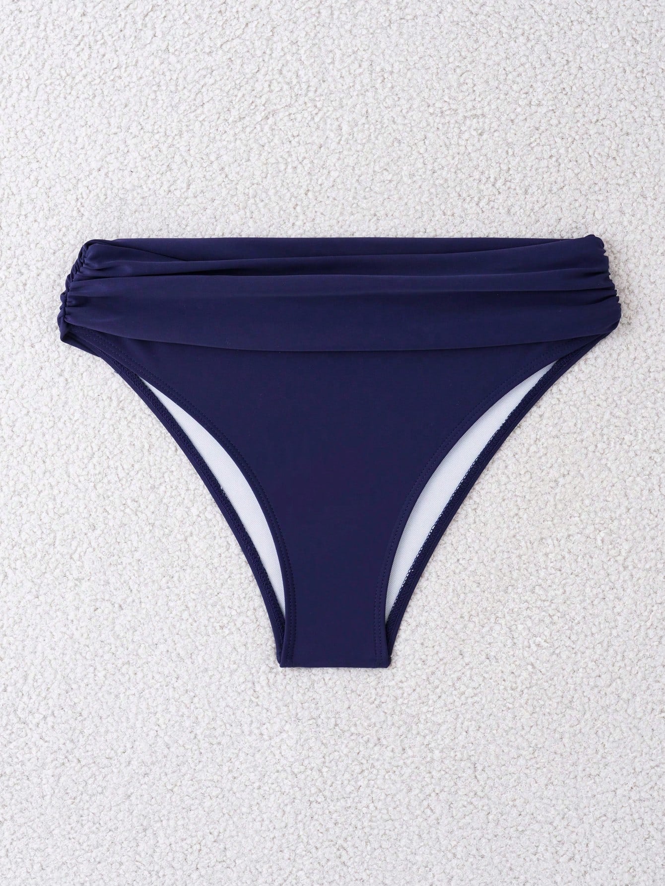 Swim Women's Solid Color Bikini Bottoms With Pleats, Summer Beachwear