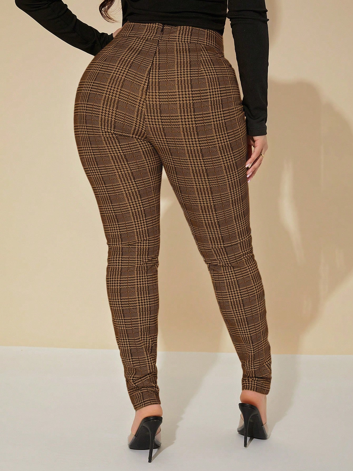 SXY Sexy High Waist Glen Plaid Belted Pants