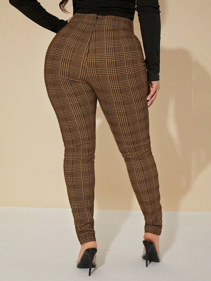 SXY Sexy High Waist Glen Plaid Belted Pants