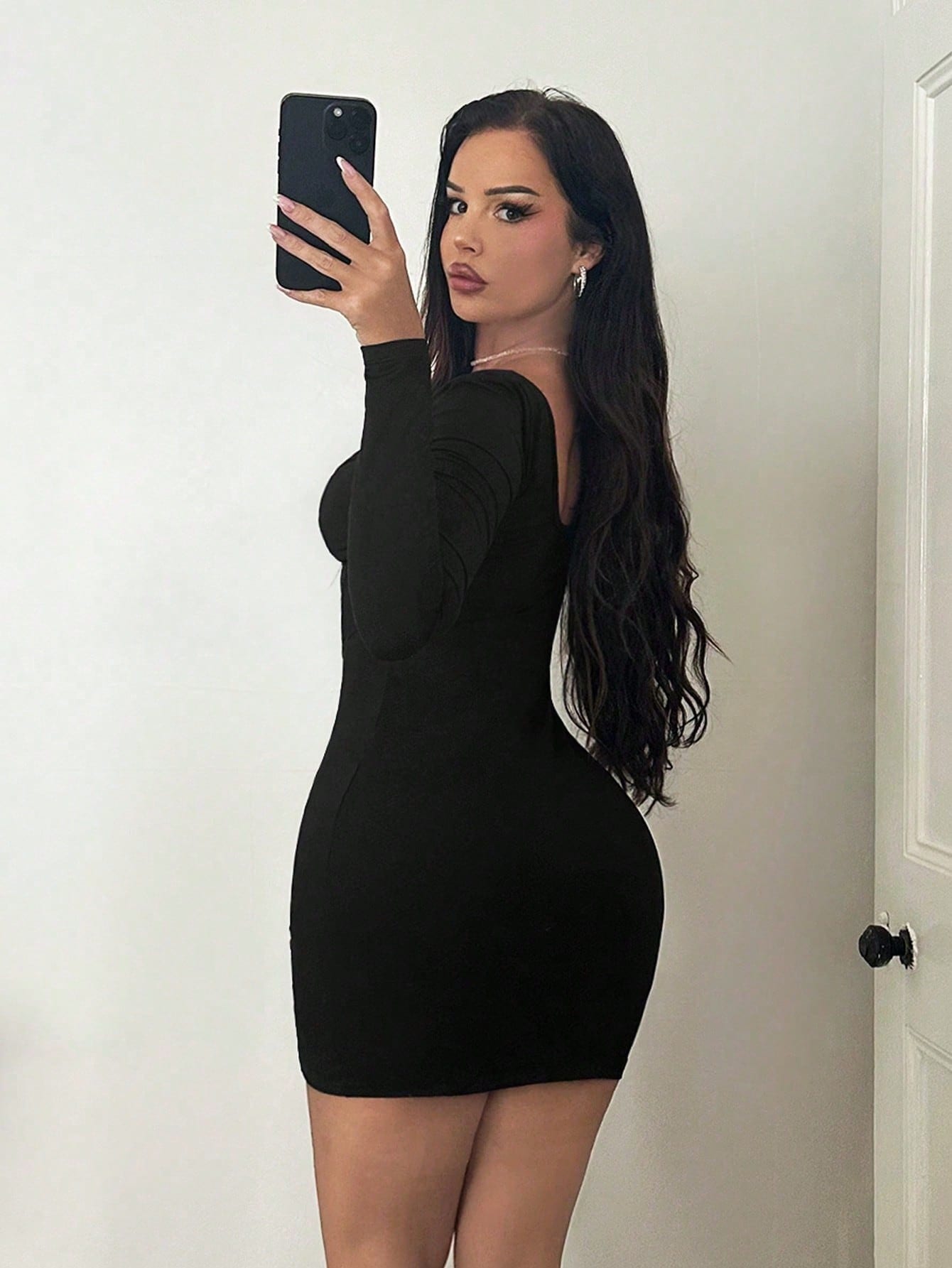SXY Women's Sweetheart Collar Long Sleeve Fitted Elegant Charming Sexy Spaghetti Strap Mesh Sheer Dress