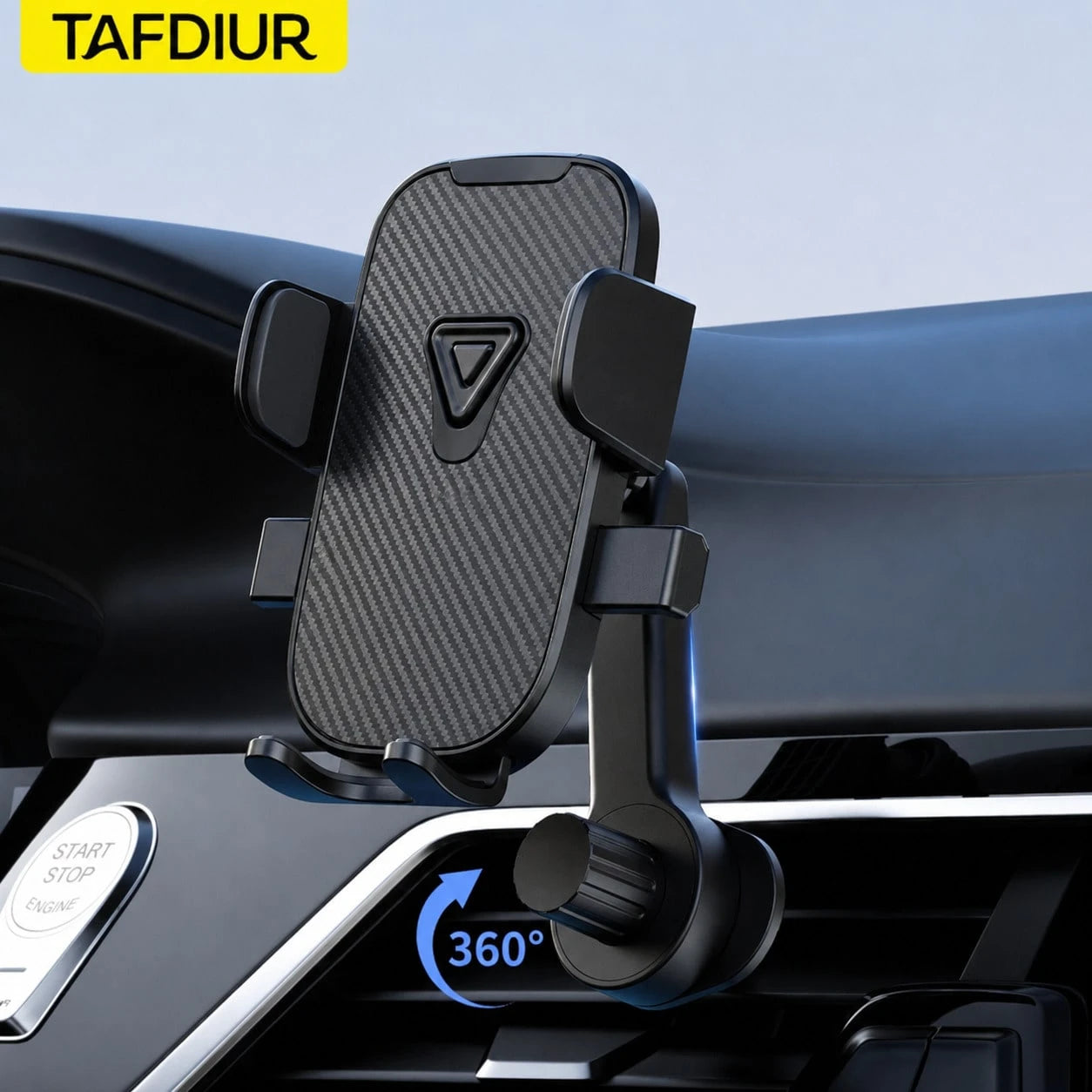 TAFDIUR Textured & Patterned Surface Car Air Vent Phone Holder, Extended Arm With Adjustable Hook, One-Handed Operation, High Stability, ABS Material, Fits Most Vehicles