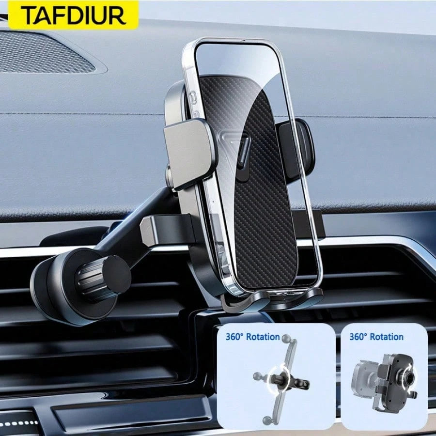 TAFDIUR Textured & Patterned Surface Car Air Vent Phone Holder, Extended Arm With Adjustable Hook, One-Handed Operation, High Stability, ABS Material, Fits Most Vehicles