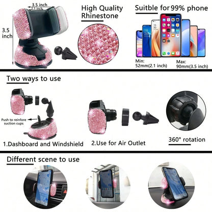 TAIMASI 27-Piece Bling Car Accessories Set- Universal Fit Steering Wheel Covers, License Plate Frames, Phone Holder, Car Fast Charger, Coasters