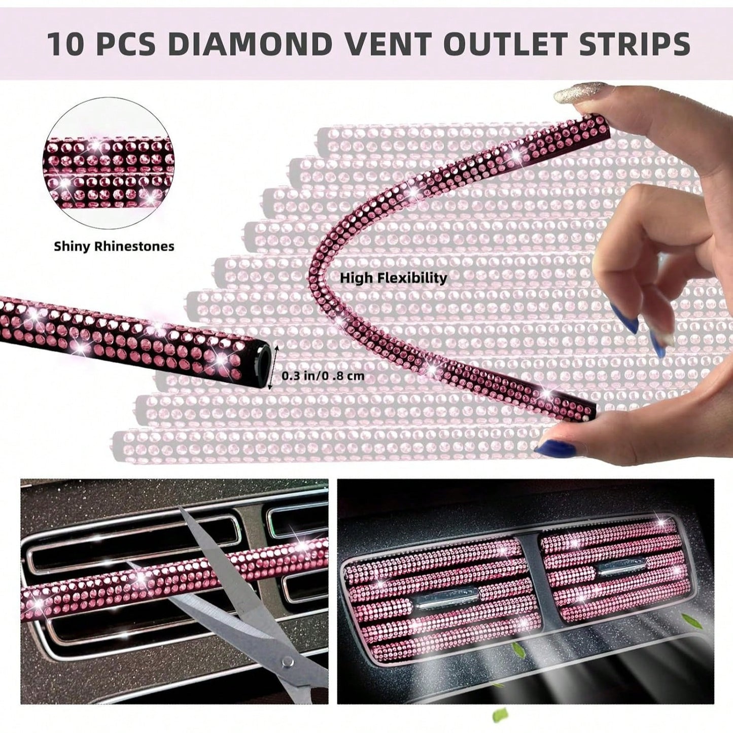 TAIMASI 27-Piece Bling Car Accessories Set- Universal Fit Steering Wheel Covers, License Plate Frames, Phone Holder, Car Fast Charger, Coasters