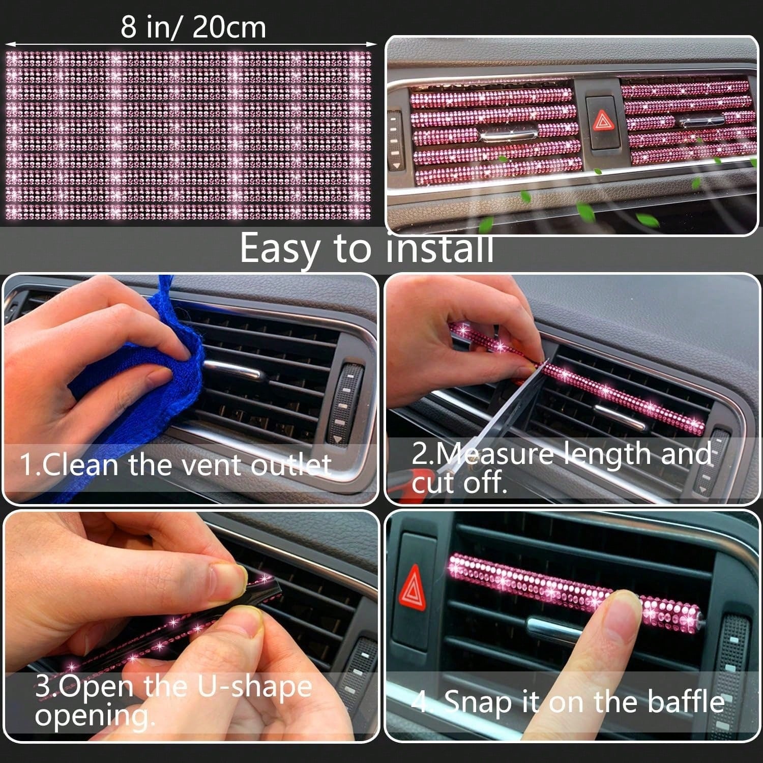 TAIMASI 27-Piece Bling Car Accessories Set- Universal Fit Steering Wheel Covers, License Plate Frames, Phone Holder, Car Fast Charger, Coasters