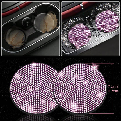 TAIMASI 27-Piece Bling Car Accessories Set- Universal Fit Steering Wheel Covers, License Plate Frames, Phone Holder, Car Fast Charger, Coasters